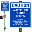 Custom Caution Before Excavating Call Water Department Sign