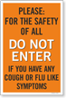 Do Not Enter If You Have Flu Symptoms Sign