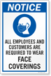 Employees Customers Are Required To Wear Face Coverings Sign Panel