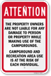 General Campground Liability Attention Sign 