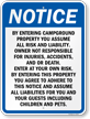 General Campground Liability Notice Sign 