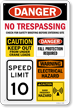Jobsite Safety   Danger, No Trespassing Construction Site, Combined Hazard