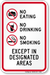 No Eating No Drinking No Smoking Sign