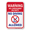 No Lifeguard On Duty No Diving Pool Warning Sign