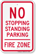 No Stopping Or Parking, Fire Zone Sign