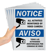 Notice All Activities Monitored by Video Camera Bilingual Sign Pack