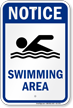 Notice Swimming Area Water Safety Sign