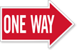 One Way, Right Die Cut Directional Sign