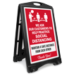 We Ask Customers To Practice Social Distancing BigBoss A-Frame Portable Sidewalk Sign
