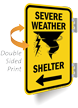 Severe Weather Shelter Left Arrow Double Sided Sign