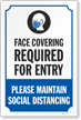 Face Covering Required for For Entry