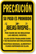Spanish Bee Safety Caution Sign
