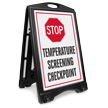 Stop Temperature Screening Checkpoint Sidewalk Sign