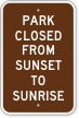 Park Closed From Sunset To Sunrise Campground Sign