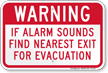 Warning Alarm Sounds Exit For Evacuation Sign