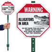 Warning Alligators In Area Do Not Swim Sign Stake Kit