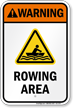 Warning Rowing Area Water Safety Sign
