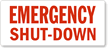 Emergency Shut Down Label