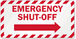 Emergency Shut Off Sprinkler Label with Right Arrow