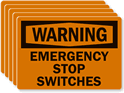 Warning Emergency Stop Switches Labels (Set Of 5)