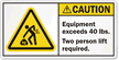 Two Person Lift Required Caution Label