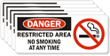 Danger: Restricted Area No Smoking Sign