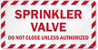 Sprinkler Valve Label