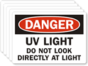 Danger UV Light Don't Look Label