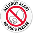 Allergy Alert No Eggs Please Door Decal
