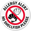 Allergy Alert No Shellfish Please Door Decal