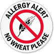 Allergy Alert No Wheat Please Door Decal