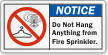 Do Not Hang Anything From Fire Sprinkler Label