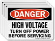 High Voltage, Turn Off Power Before Servicing Label