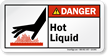 Hot Liquid ANSI Danger Label With Graphic
