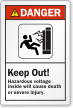 Keep Out Hazardous Voltage Inside ANSI Danger Label