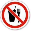 No Eating Or Drinking ISO Prohibition Symbol Label