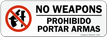 No Weapons Prohibido Portar Armas Weapons Prohibited Label