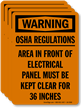 OSHA Regulations, Area Of Electrical Panel Label