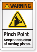 Pinch Point Keep Hands Clear Of Moving Piston Label