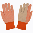 Premium Orange Knit Wrist Heavy Weight 10 Oz. Canvas Gloves With PVC Dots