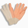 Premium Orange Knit Wrist Standard Weight Canvas Gloves With PVC Dots
