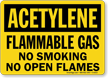 Acetylene Flammable Gas Smoking Flames Sign
