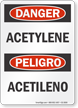 Acetylene Bilingual OSHA Danger Sign