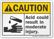 Acid Could Result In Moderate Injury ANSI Caution Sign