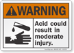 Acid Could Result In Moderate Injury ANSI Warning Sign