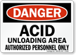 Danger Acid Unloading Area Sign