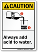 Always Add Acid To Water ANSI Caution Sign