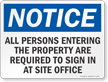 All Persons Entering Required To Sign In Sign