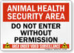 Animal Health Security Area Video Surveillance Sign
