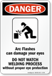 Arc Flashes Can Damage Eyes Sign